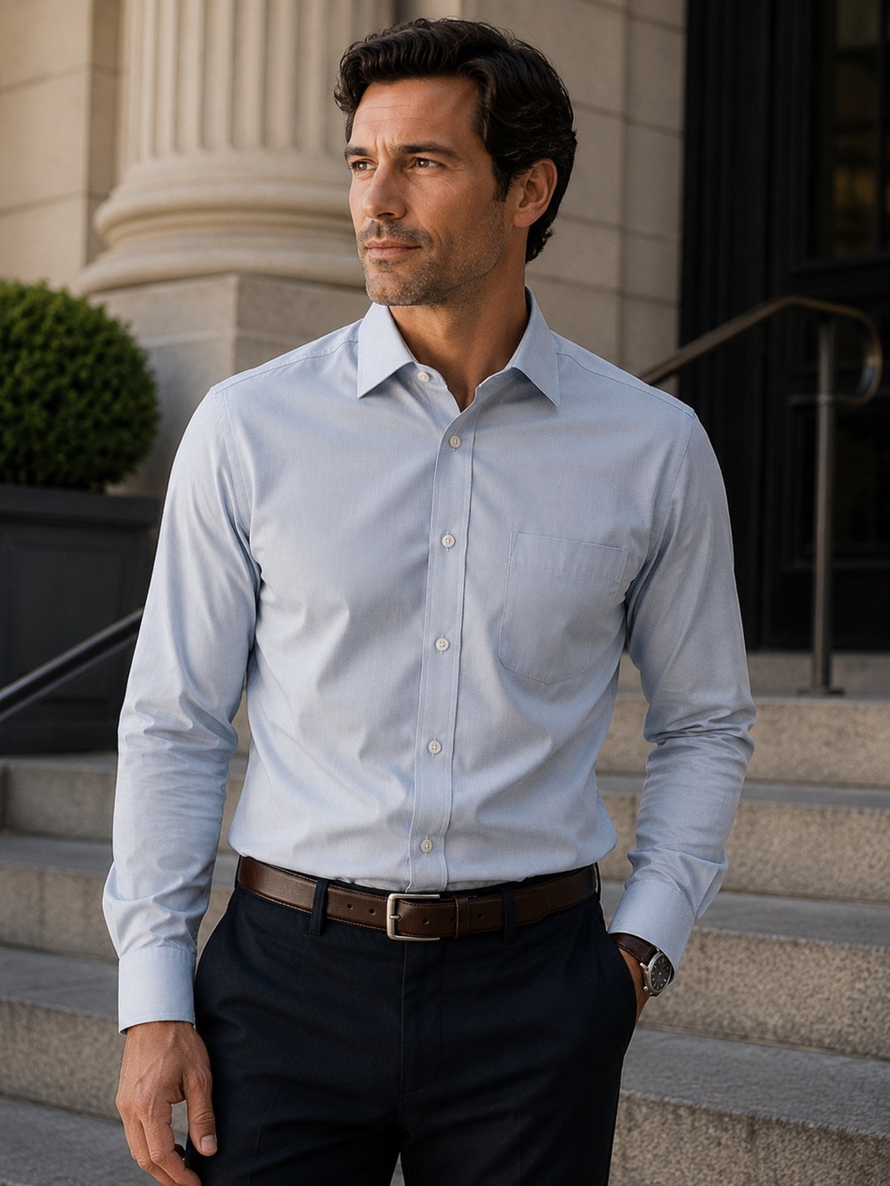 Brooks Brothers Madison Non-Iron Dress Shirt – Light Blue – 17.5 / 35 - Picture 2 of 6
